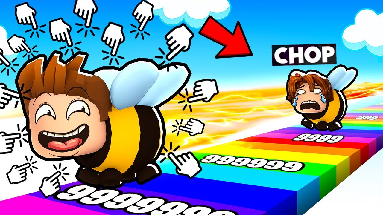 ROBLOX CHOP WINS IN BEE RACE CLICKER CHALLENGE