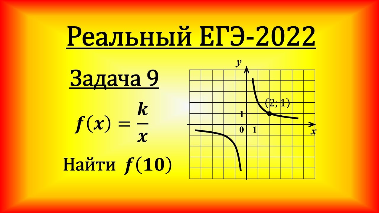 Реальный ЕГЭ-2022, профильная математика, задача 9: f(x)=k/x, найти f(10).