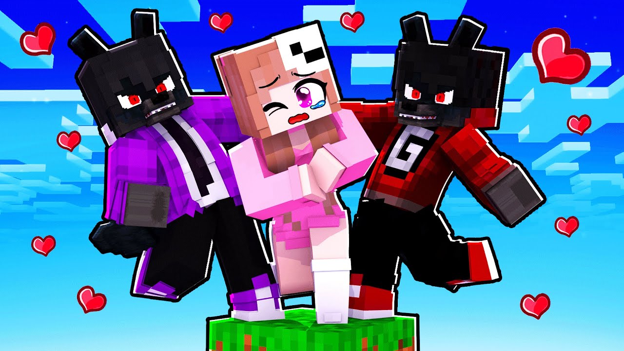 SOBREVIVENDO em APENAS um BLOCO DE GAROTOS LOBOS  no MINECRAFT!