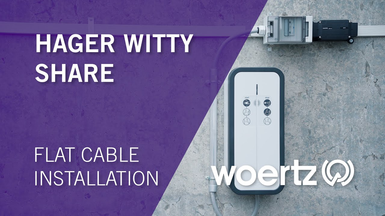 Woertz // E-Mobility // Flachkabelsystem für Ladestationen // Hager Witty Share Wallbox
