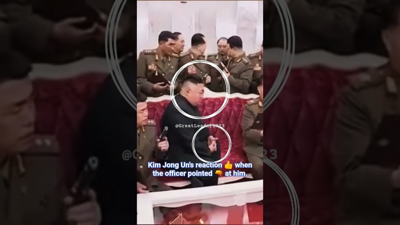 Kim Jong Un's reaction 👍 when the officer pointed 🔫 at him.#northkorea #kimjongun #shorts