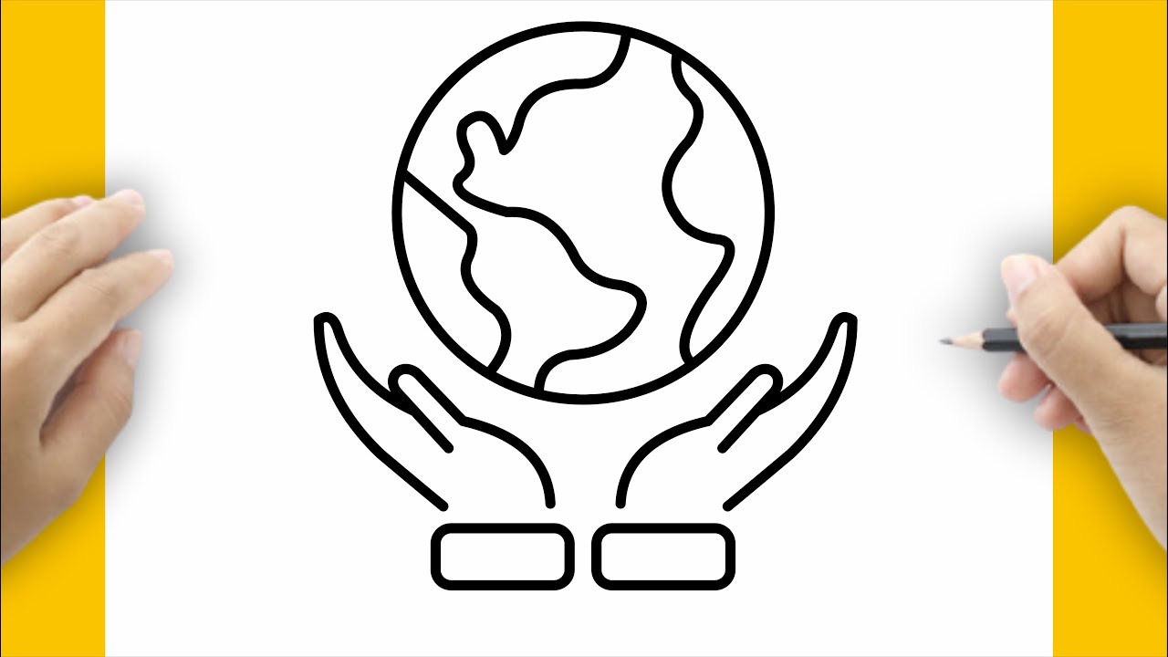HOW TO DRAW HANDS HOLDING EARTH STEP BY STEP | EART DRAWING