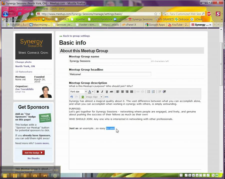 Meetup.com - Organizer, Video 1