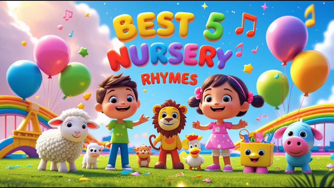 🎶 Top 5 Nursery Rhymes for Kids | Water Animal Song, Head Shoulders Knees & Toes, Farmer in the Dell