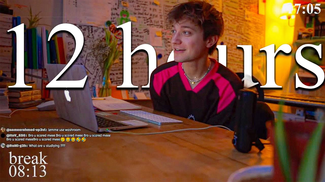 LIVE | 12-HOUR study with me 📚⛈️ rain sounds & pomodoro timer 60 & 10