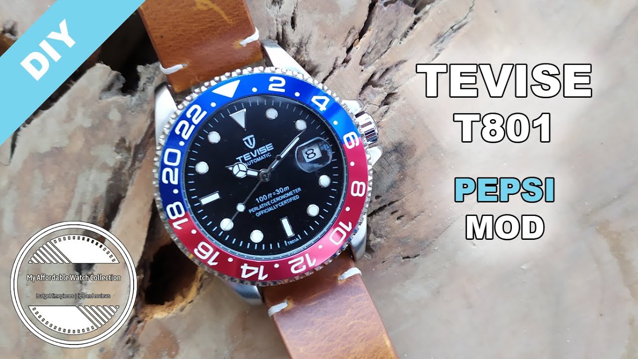 How To Modify A Watch: Brushed Case, Replace Bezel Insert, Change Bracelet | Tevise T801 DIY Mod