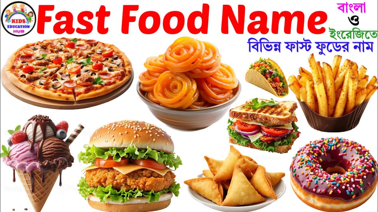 Fast Food Name | 20 Fast Food Name in English With Picture | Learn Fast Food Vocabulary for Tollders