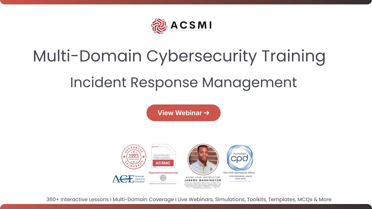 Incident Response Management for SOC Operations | ACSMI Cybersecurity Training