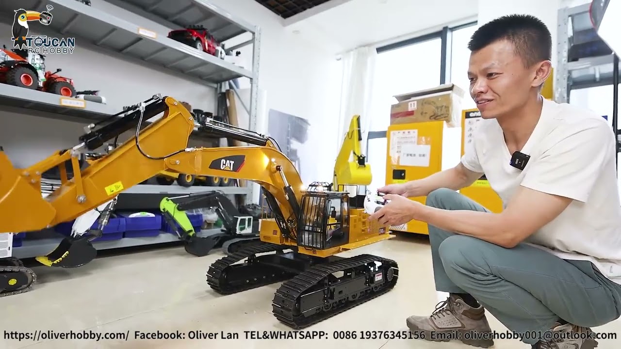 Details of 1/8 374D RC excavator, quiet industrial pump, 155kg, could upgrade radio, sound smoking