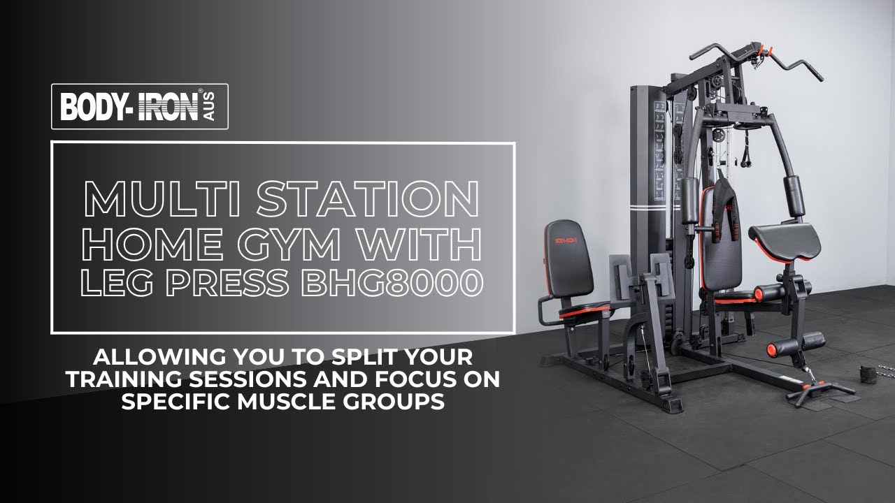 Body Iron Multi Station Home Gym With Leg Press BHG8000 + Adjustable Cable Station