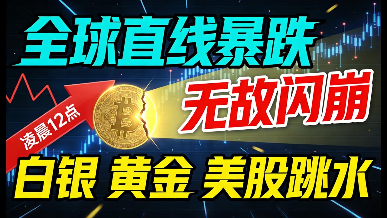 【凌晨12点！无故闪崩】全球市场直线闪崩，白银崩盘暴跌10%，黄金暴跌4%，美股直线跳水！关键是还没有找到原因