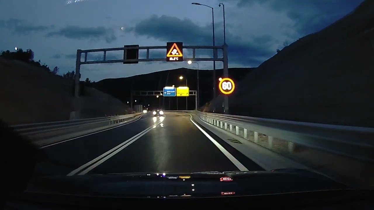 Driving in Croatia at night from Peljesac bridge to Orebic dashcam video