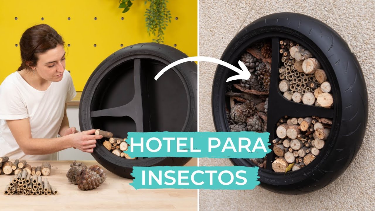 Cómo hacer un hotel para insectos con un neumático · Handfie DIY