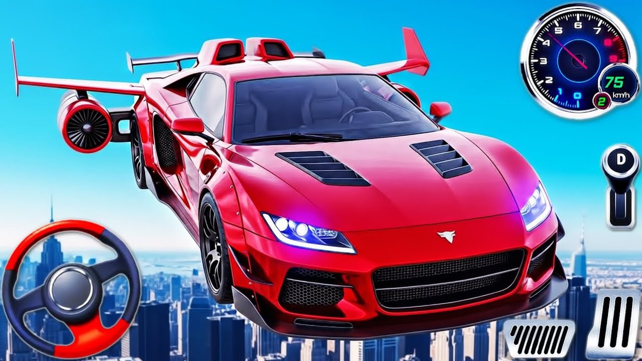 Flight Car Adventure Simulator - Car Stunts Tracks Racing 3D - Android GamePlay