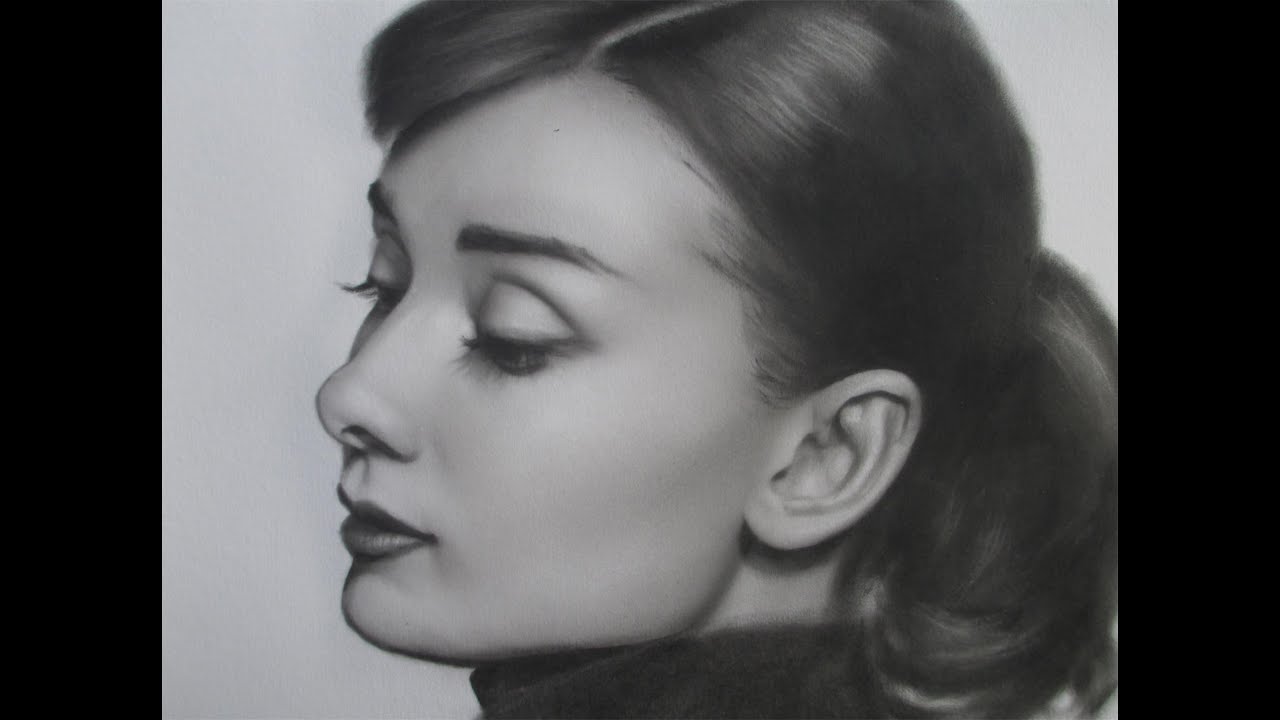 Drawing Audrey Hepburn | Speed Drawing of a face | painting in Dry Brush Technique