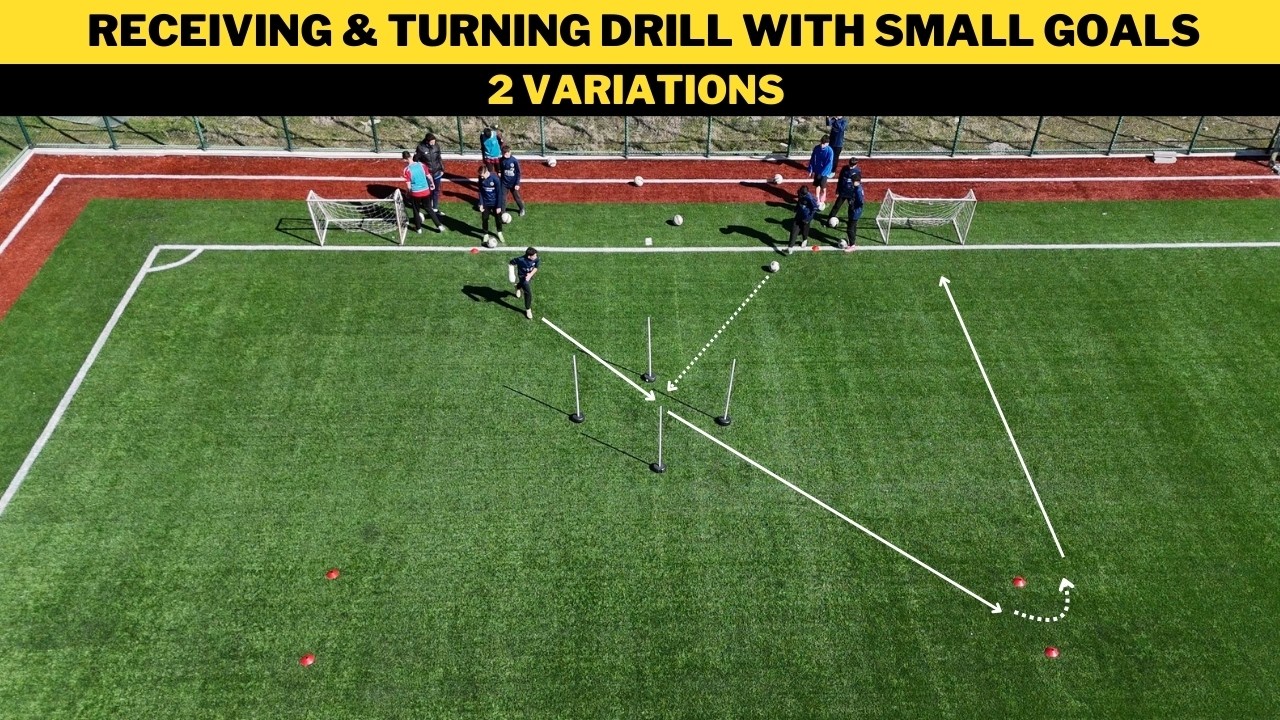 Receiving & Turning Drill with Small Goals | 2  Variations | Football/Soccer Training