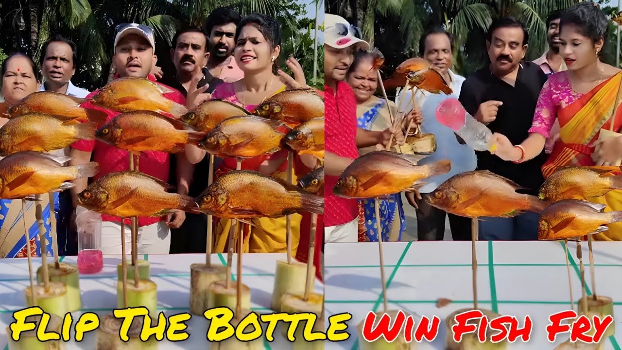 Flip The Bottle Win Fish Fry - Funny Challenge 🔥| বোতল উল্টে দিন ফিশ ফ্রাই জিতুন/ SK Challenge Video