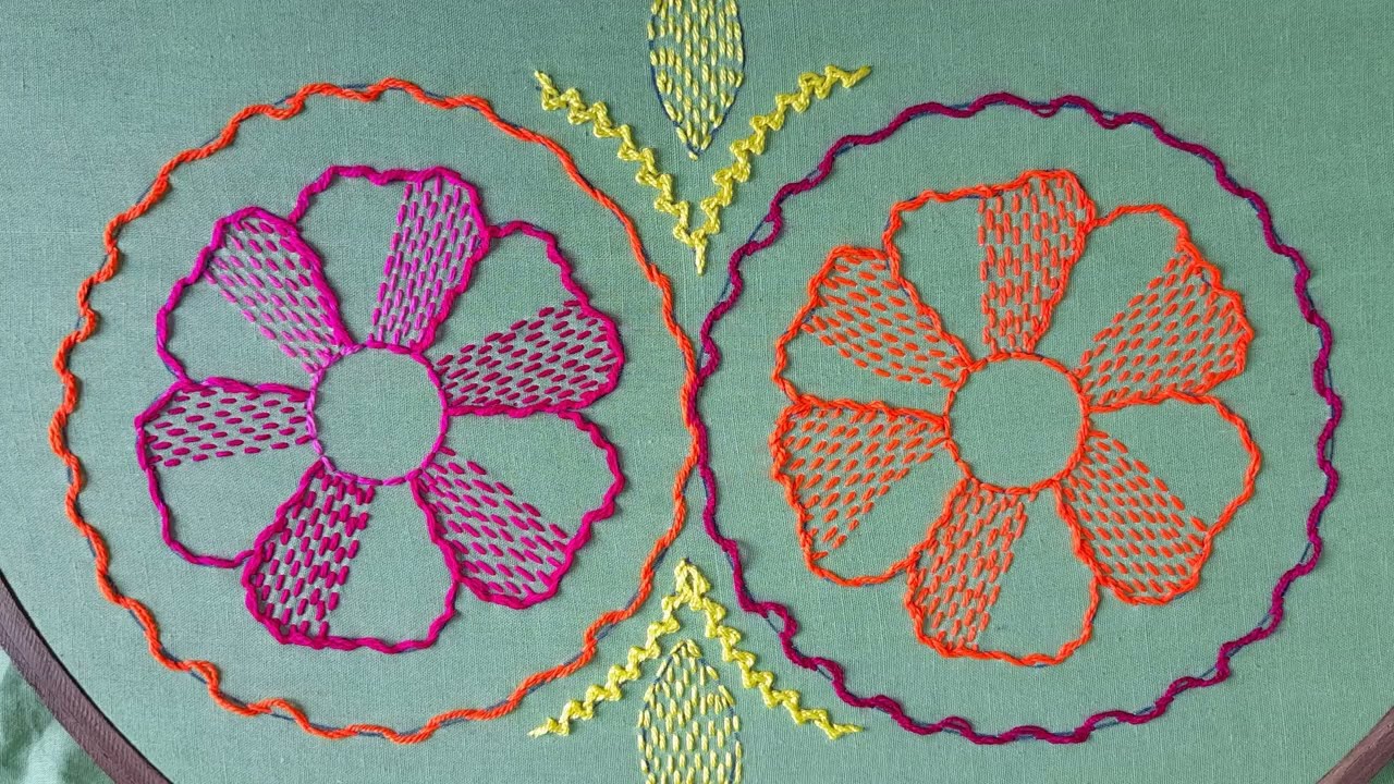 Hand Embroidery Designs Patterns Tutorial,Phulkari Borderline Embroidery,Nokshi Kantha Stitch-490