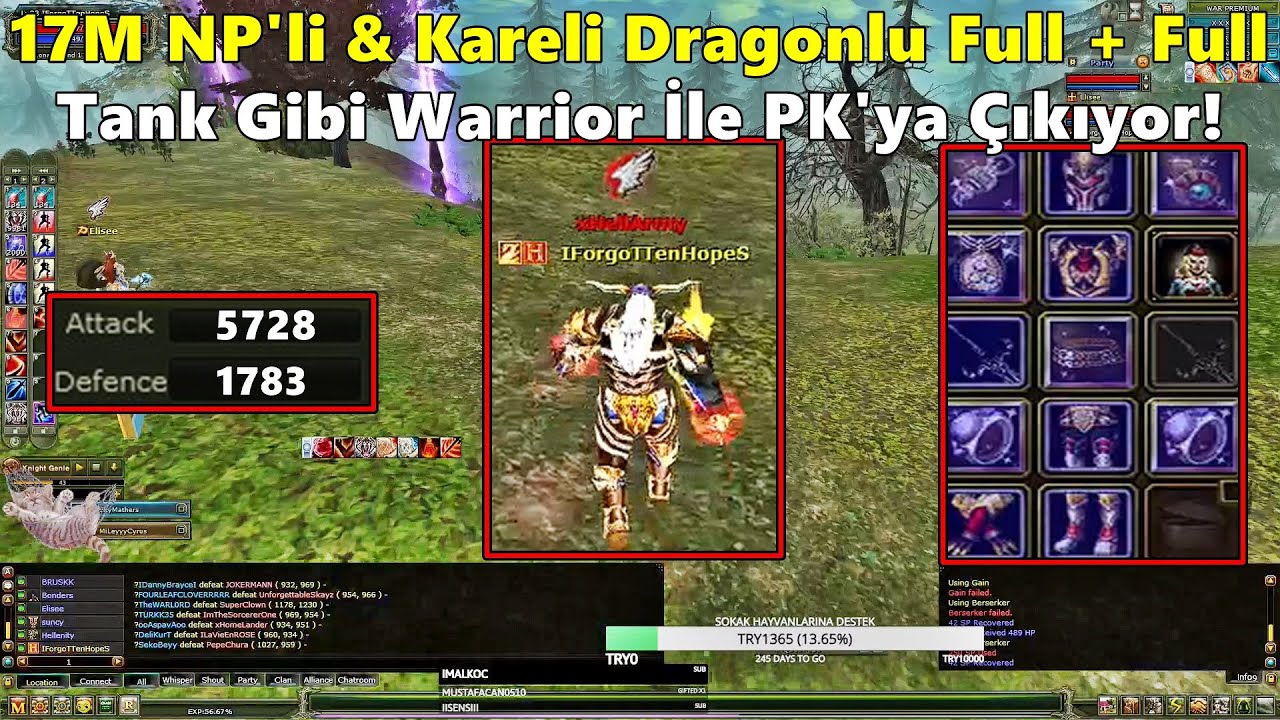 xIBuffaLo - Kareli Dragonlu Full +3 Akara Takılı Tank Gibi Warrior İle PK'ya Çıkıyor | Knight Online