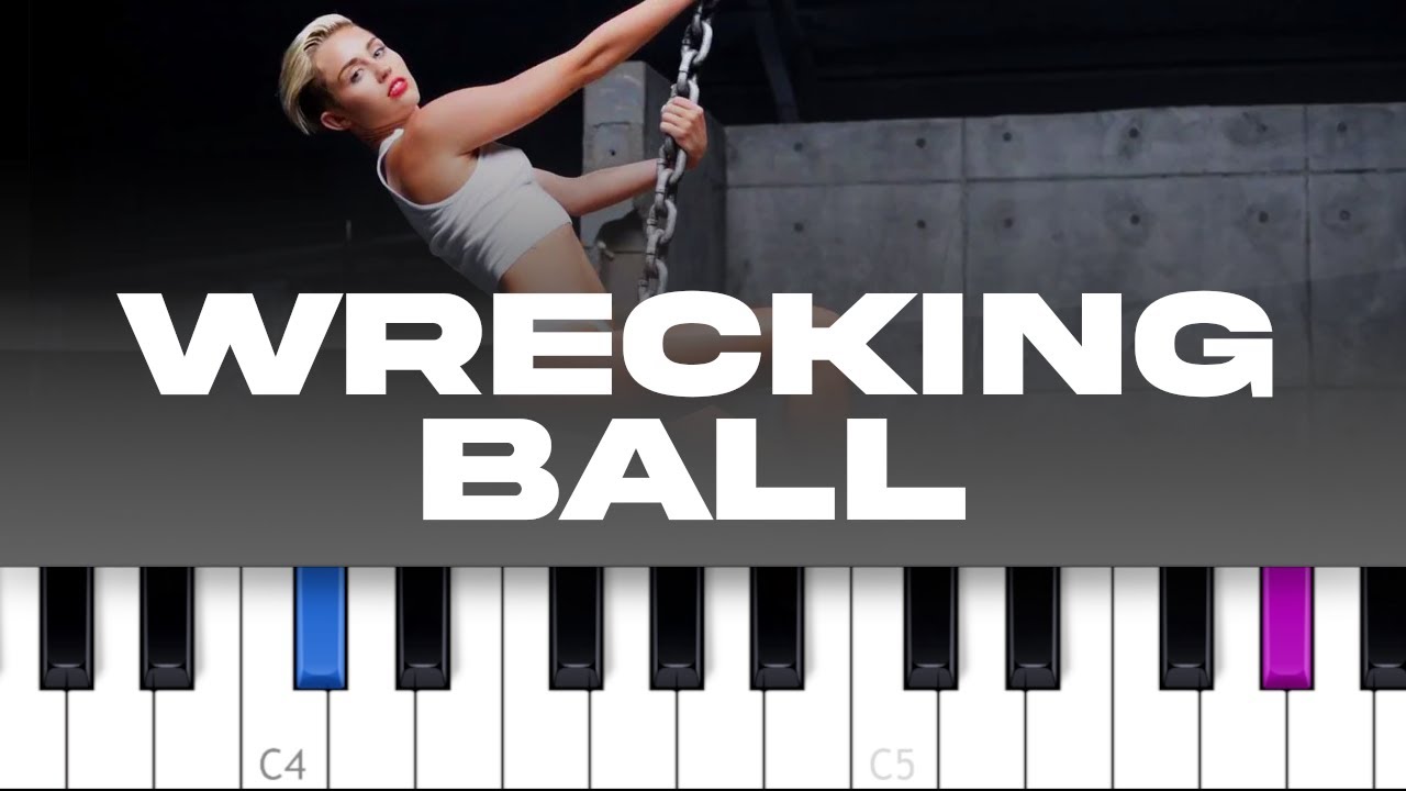 Miley Cyrus - Wrecking Ball  (piano tutorial)