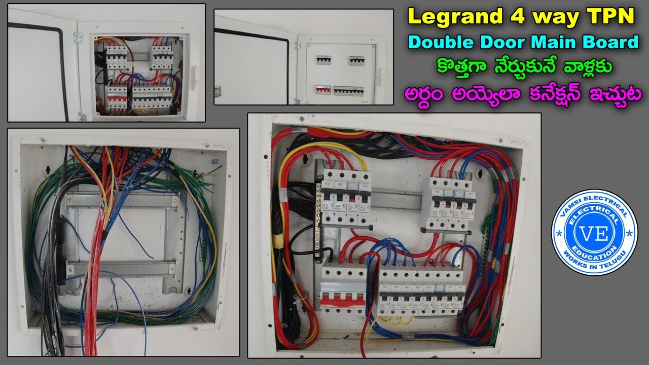 Legrand 4 way TPN Double Door Main Board Connection ll in Telugu ll