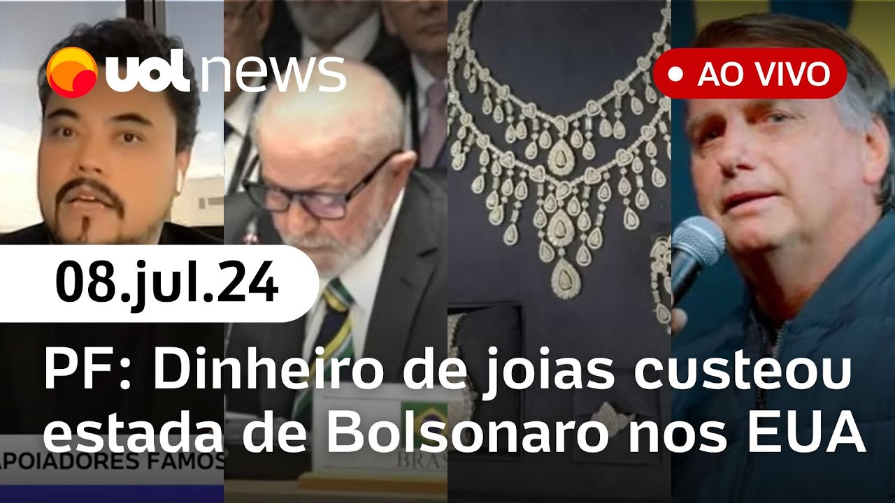 Bolsonaro desviou R$ 6,8 milhões em joias e presentes, diz PF; falas de Lula e + | UOL News ao vivo