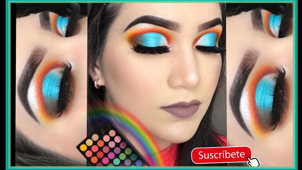 MAQUILLAJE   EN TONO AZUL Y NARANJA  | MAQUILLAJE COLORIDO