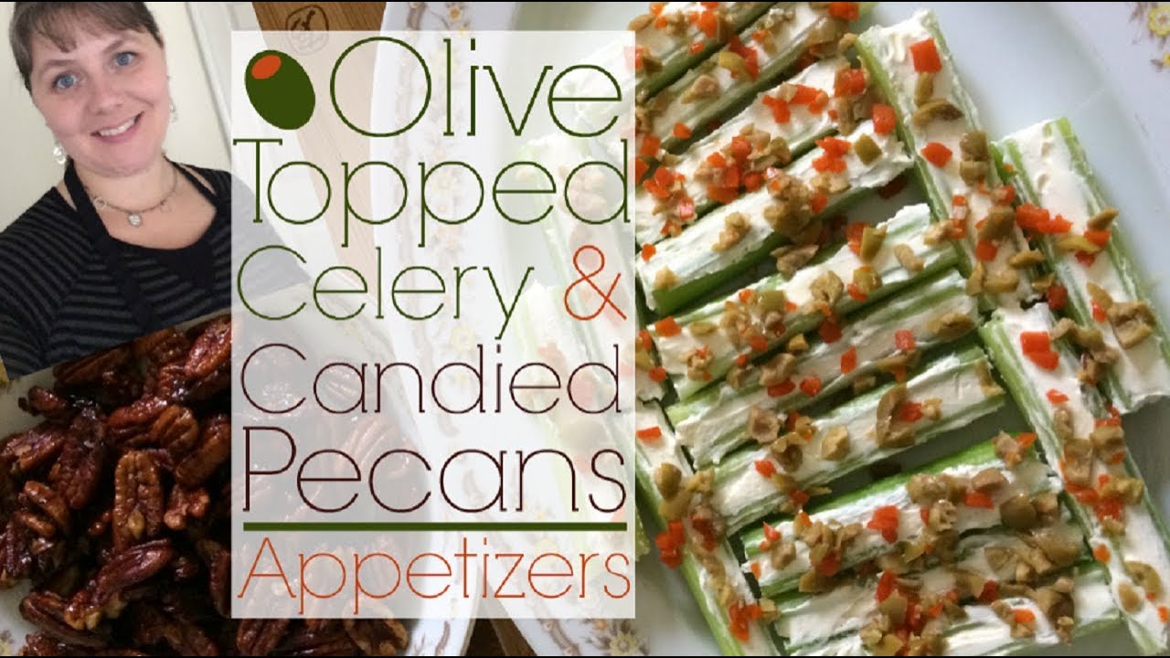Candied Pecans & Olive Topped Celery- Thanksgiving Appetizers