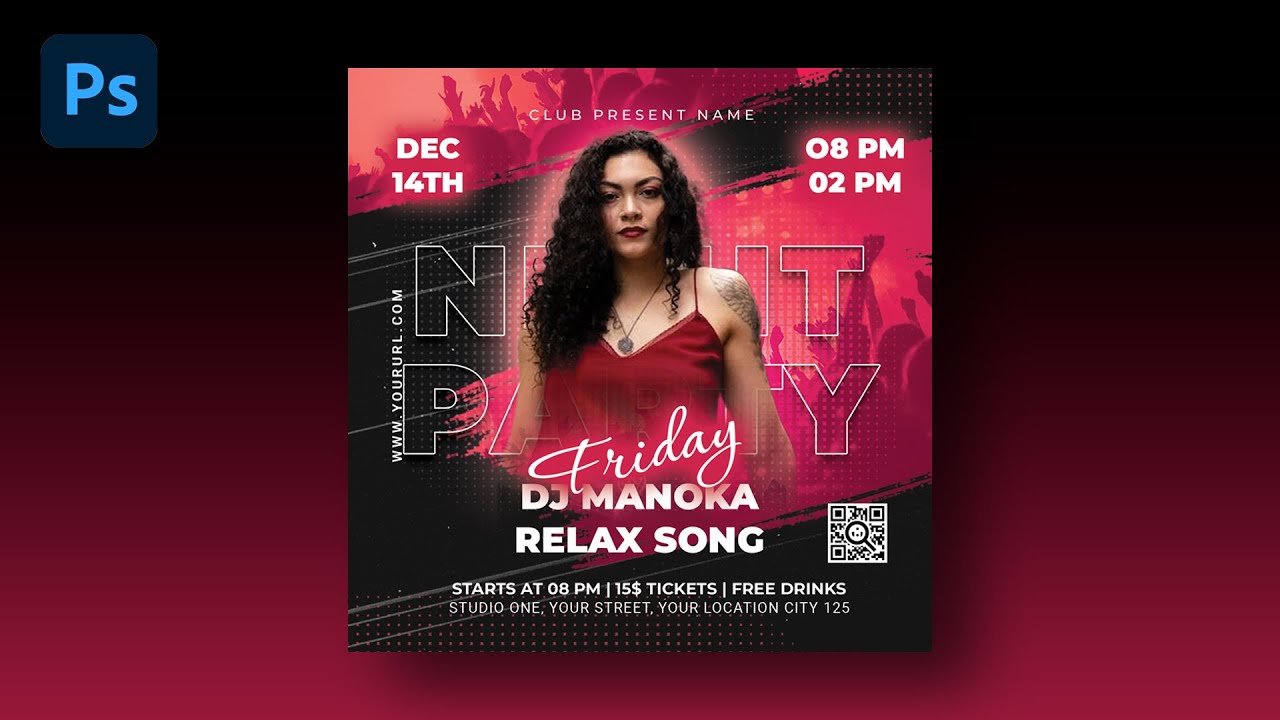 How to Make Night Party Flyer / Poster In Adobe Photoshop