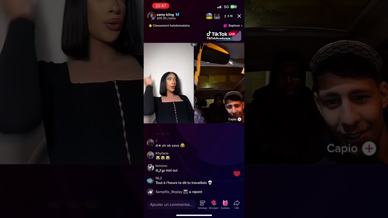 Samy Kiing parle à des mecs en live