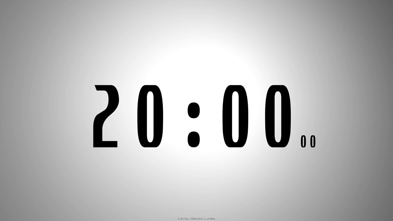 20 minutes COUNTDOWN TIMER with voice announcement every minute