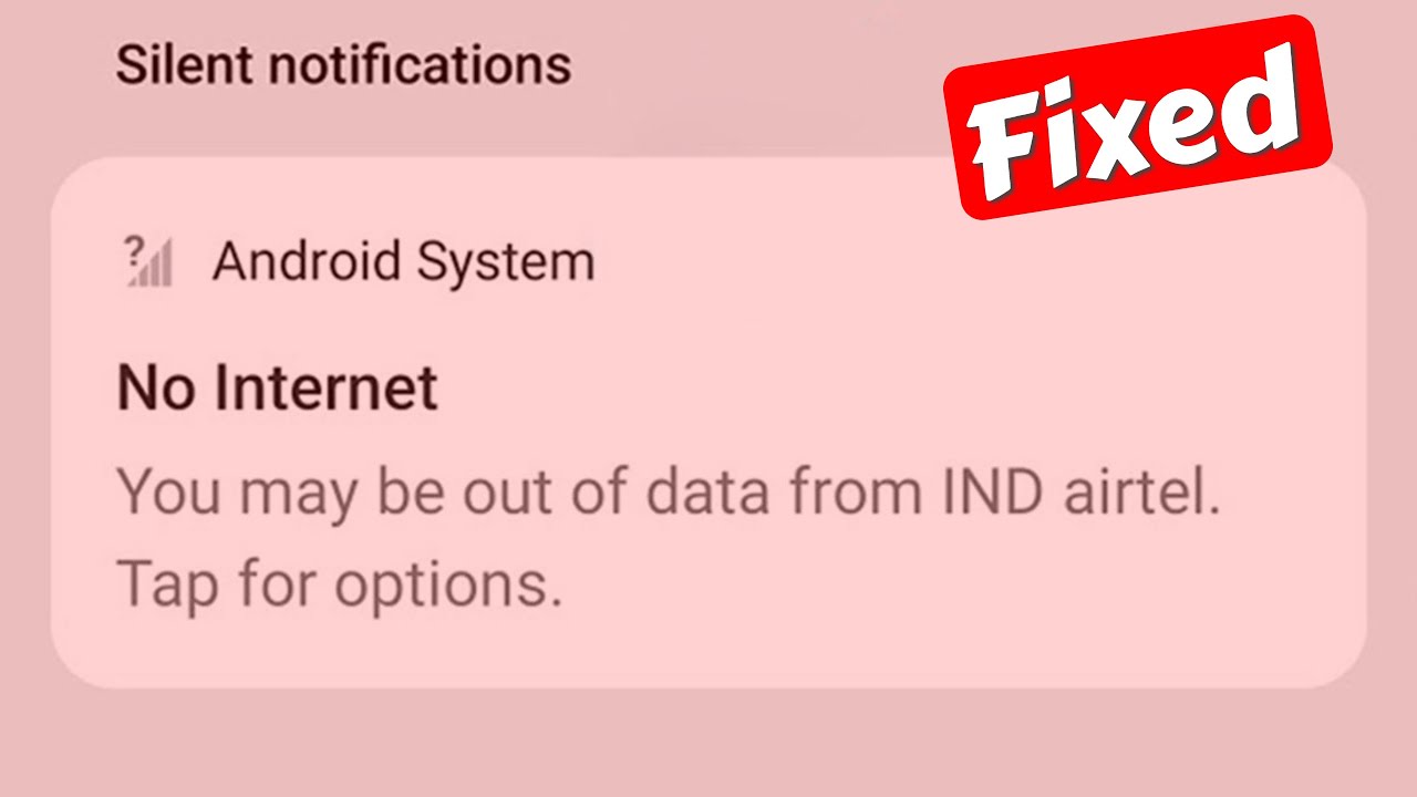 No Internet You May Be Out Of Data From IND Airtel 4G/JIO 5G Tap For Options