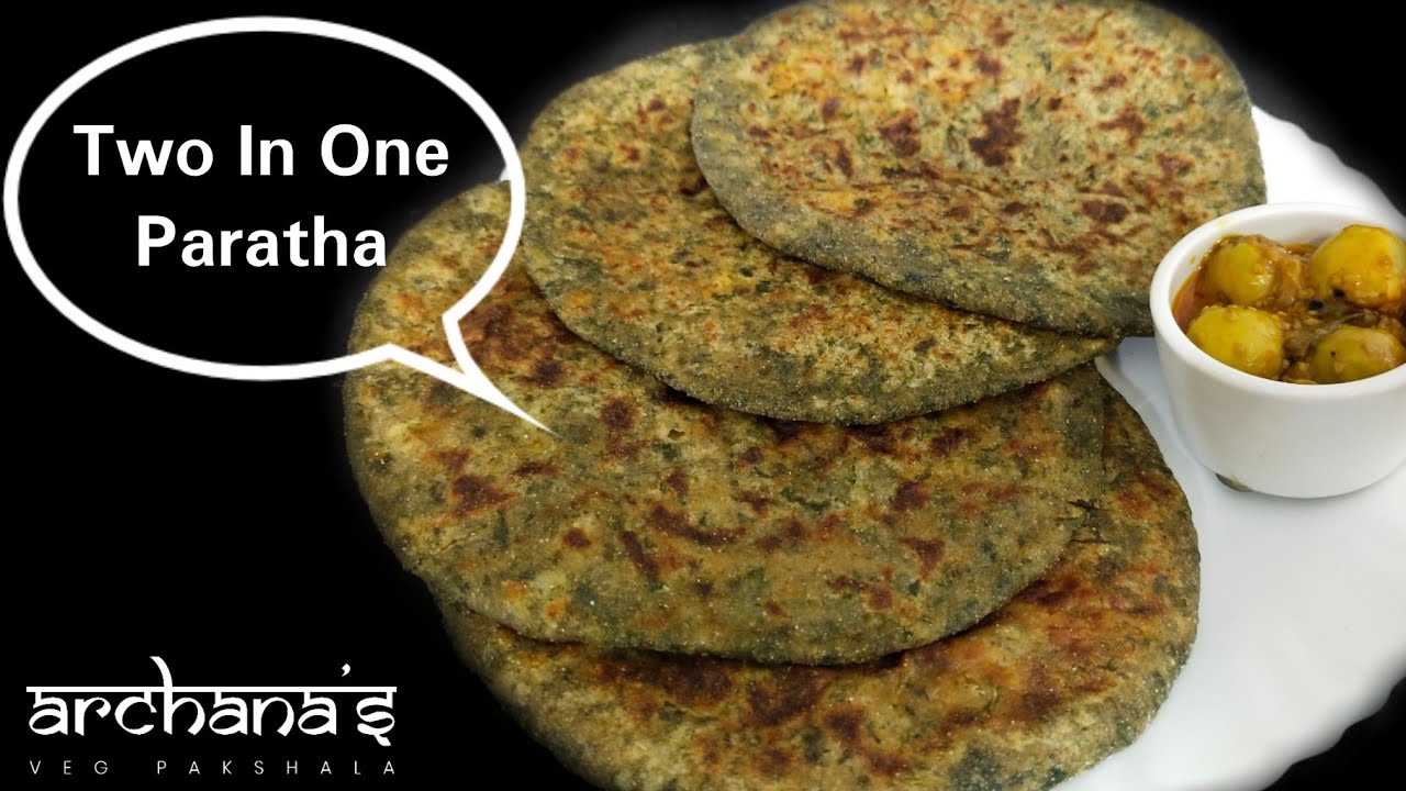 Spinach Paratha With Potato Stuffing | 2 in 1 Paratha | Aloo Palak Paratha | Palak Aloo Paratha