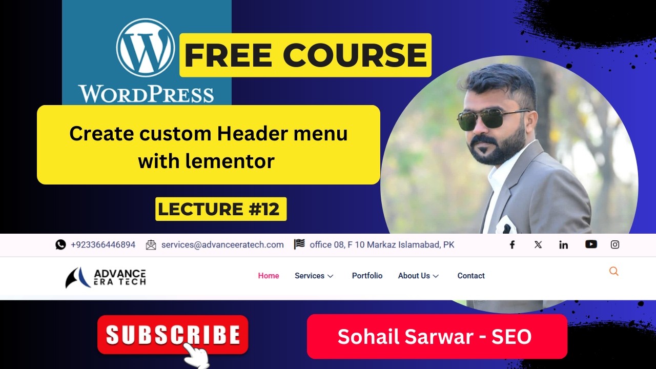 lec12: How to Make Custom Header in WordPress || Wordpress custom header or Navigation menu