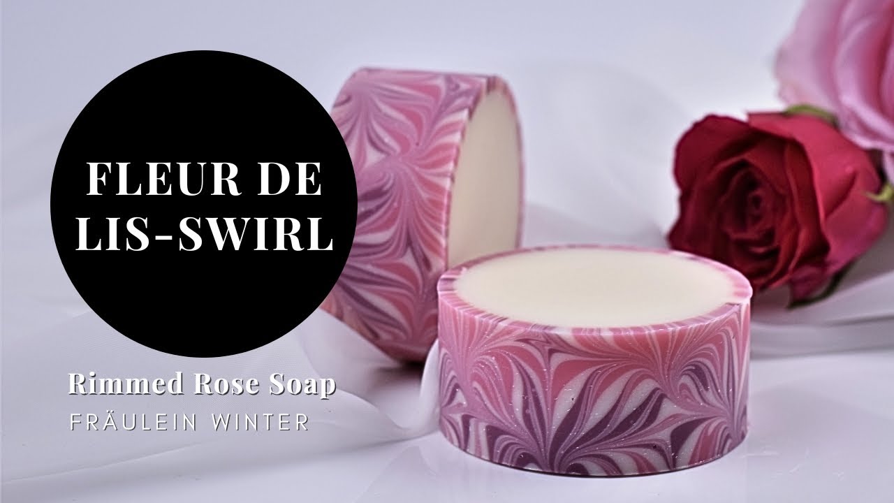 Rimmed Rose Soap with Fleur de Lis-Swirl - Handmade Cold Process Soap - Fraeulein Winter