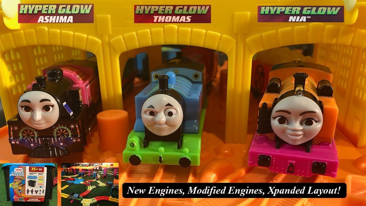 Thomas and Friends Toy Trains-HyperGlow Thomas, Nia, Ashima & the HyperGlow Track Bucket!