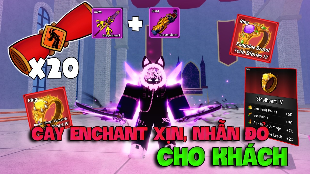 Cày Đơn Enchant Yoru Xịn, Nhẫn Đỏ và Lấy Một Số Item Vật Phẩm Cho Khách Trong Blox Fruit