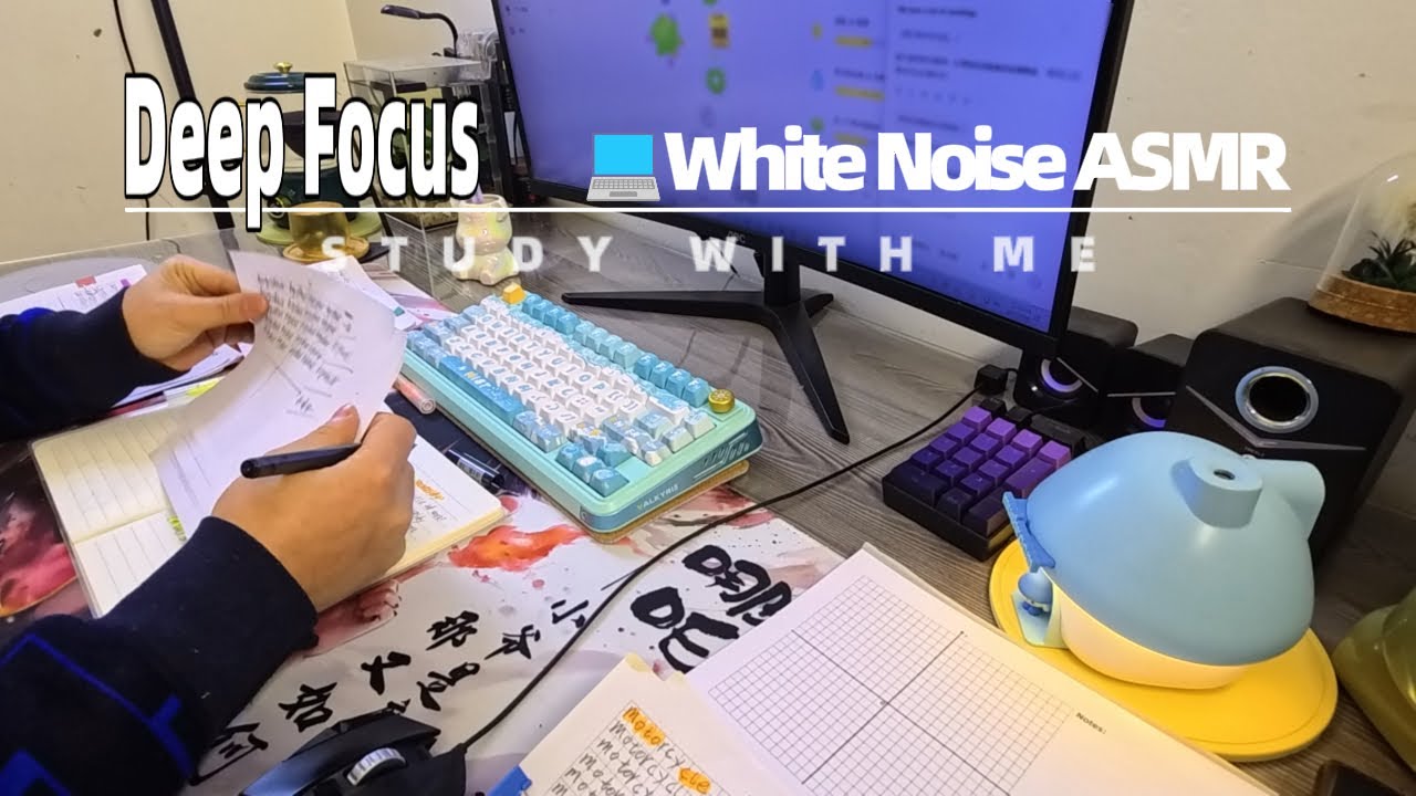 Study With Me | 1 Hour Real-Time Focus | White Noise | No Talking, No Music