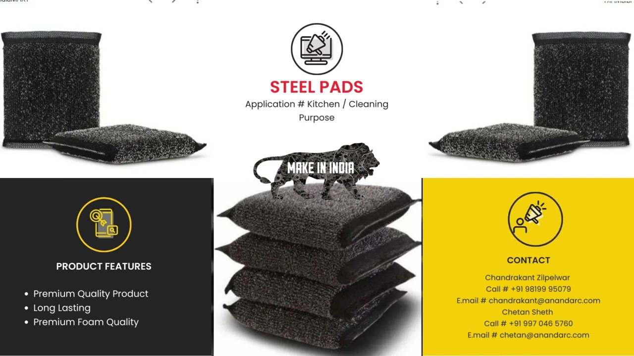 Steel Pad | Black Steel Pad | Stel Foam Pad | - Anand Arc Ltd