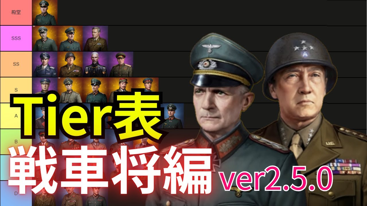 【世界の覇者４】Tier表　戦車将編　ver2.5.0
