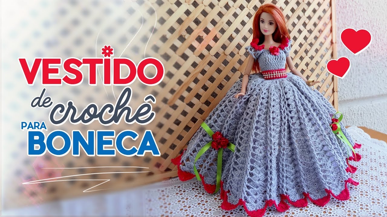 Vestido para boneca em crochê | Raquel Gaúcha