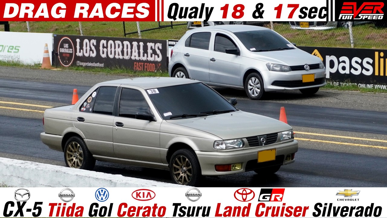 DRAG RACES ⏱️ Qualy: Mazda CX-5 ❎ Tiida ❎ Gol ❎Tsuru ❎Cerato ❎Land Cruiser. 18 & 17s 11° Válida 2025