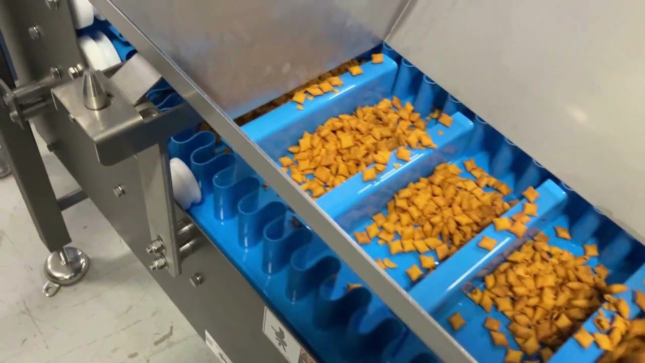 Bulk Snack Food Z-Shape Incline Conveyor with Scoop Belting by Multi-Conveyor