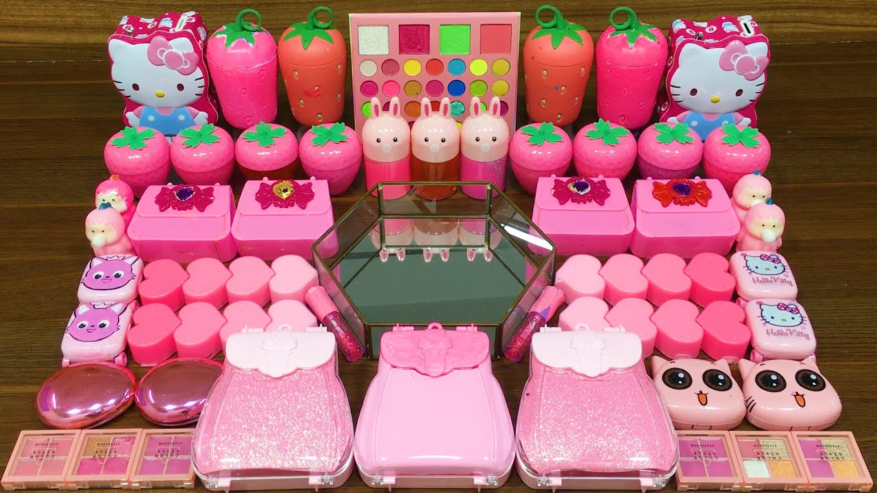 PINK SLIME !!! Mixing random into STOREBOUGHT slime!!!Satisfying Video 