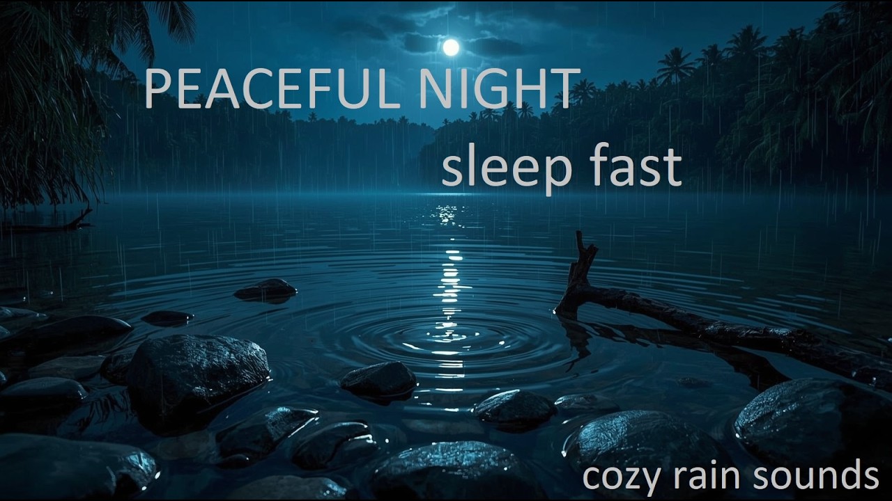 Moonlight Rain On Tropical Lake 8 hours 🌧️ | Cozy Rain Sounds for Sleep & Relaxation