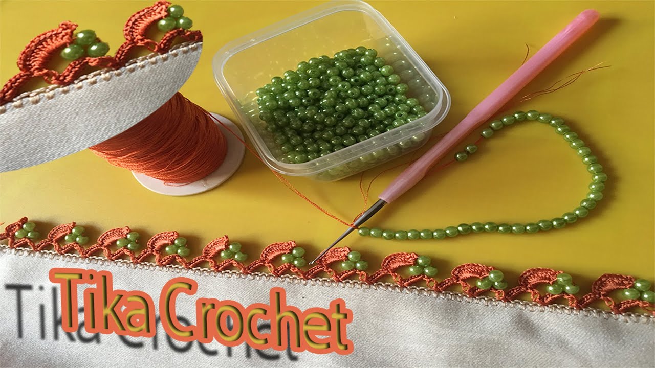 حافة بالكروشي تركية منبتة بالعقيق مع ⭐️ Tika Crochet ⭐️