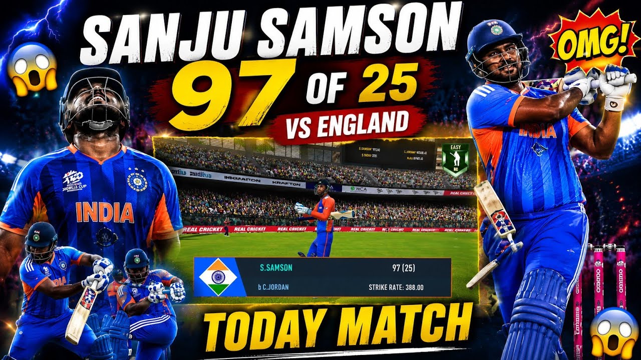 Sanju Samson 97(25)vs England  today 1st T20I 2026,Riverside Ground in Chester-le-Street highlights