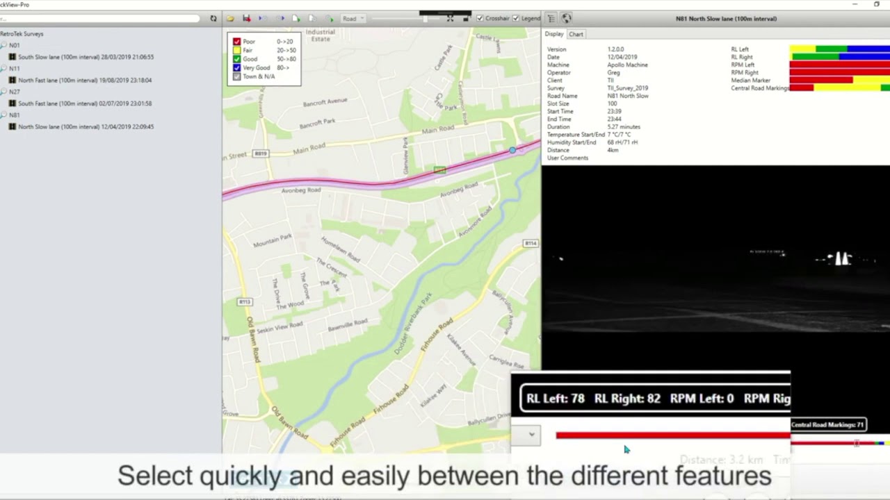 Retroreflectivity Road Survey Processing software - Quickview Pro Demo - Short