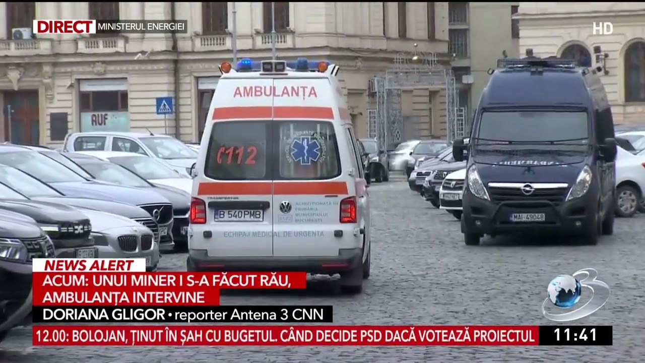 Unui miner în greva foamei i s-a făcut rău, ambulanța intervine