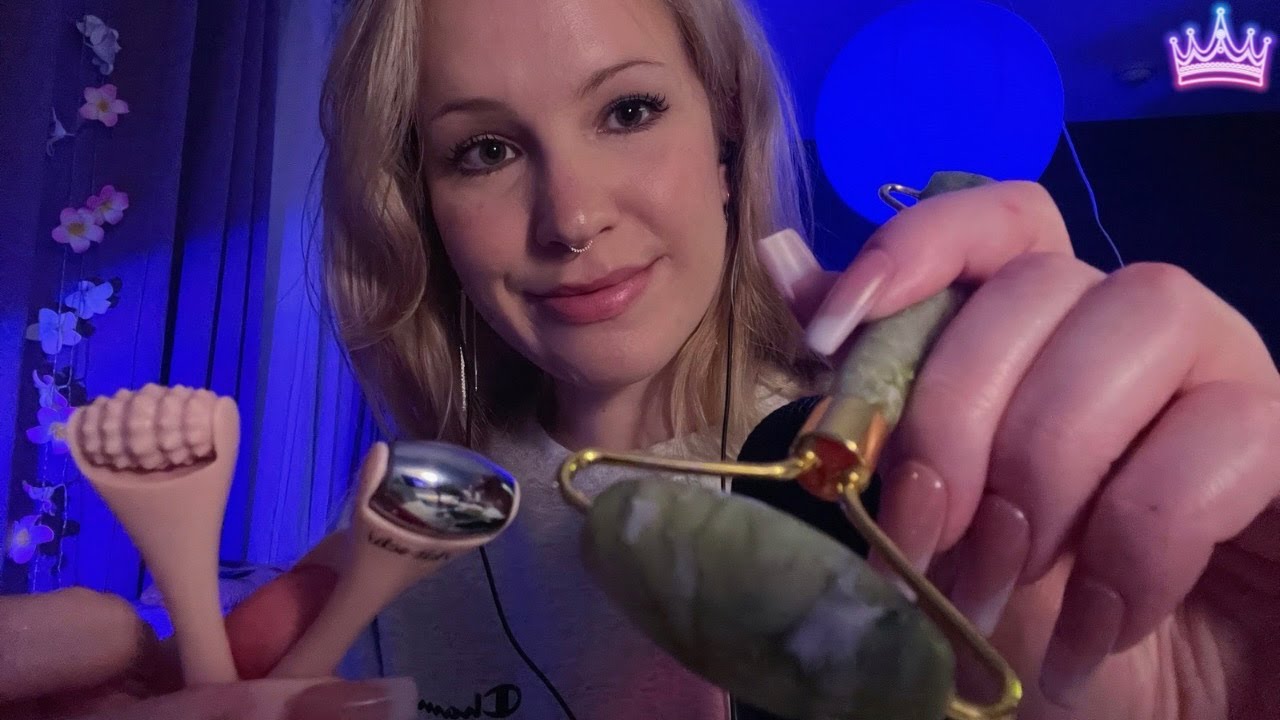 Jade rollers & lotion application: layered & mouth sounds | Personal Attention ASMR